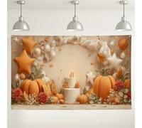 Fondo temático de calabaza de otoño, decoraciones de festival de cosecha de otoño, fondo de fotografía rústico acogedor para fiestas de Acción de Gracias, 71 x 43 pulgadas