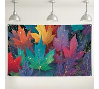Fondo vibrante con patrón de hojas, coloridas decoraciones artísticas bohemias de pared, fondos inspirados en la naturaleza para fotografía, suministros de fiesta de eventos de temporada de otoño, 71