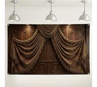 Fondo vintage con estampado de leopardo, elegante decoración de fiesta con patrón de animales, fondo de fotos rústico marrón para interiores y exteriores, para eventos y celebraciones, 71 x 43