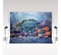Fondos de fotografía Kate 3x3m/10x10ft Mundo Submarino de mar de Verano, Arco de Piedra, Castillo, Sirena Fondo de Estudio fotográfico para niña con Tarta Smash para Primer cumpleaños