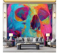 Fondos de pantalla con imágenes panorámicas Abstracto Cráneo Gótico Textura Decoración de pared decorativa para el dormitorio del hogar 300 x 210 cm para decoración papel tapiz multiusos Vistoso