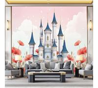 Fondos de pantalla con imágenes panorámicas Dibujo animado Amapola Castillo de cuento de hadas Decoración de pared decorativa para el dormitorio del hogar 200 x 140 cm para decoración Vistoso