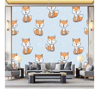 Fondos de pantalla con imágenes panorámicas Dibujos Animados Zorro Lindo Simple Decoración de pared decorativa para el dormitorio del hogar 250 x 175 cm para decoración papel tapiz multiusos Vistoso