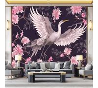Fondos de pantalla con imágenes panorámicas Japonés Flor de Cerezo Grulla Textura Decoración de pared decorativa para el dormitorio del hogar 200 x 140 cm para decoración papel tapiz multiusos Vistoso