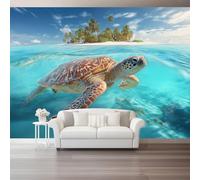 Fondos de pantalla con imágenes panorámicas Paisaje Tropical Isla Tortuga Decoración de pared decorativa para el dormitorio del hogar 200 x 140 cm para decoración papel tapiz multiusos Vistoso