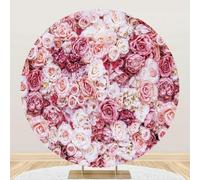 Fondos redondos de rosas rosas rojas para boda, novia, fiesta de cumpleaños, fondo de fotos, flores, cabina de fotos floral