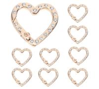 FONDOTIN 10 Piezas Cierre de Llavero con Corazón Dorado, Anillos de Metal para Manualidades, Pequeños Aros para Llaveros con Mosquetón de Aleación Resistente y Diseño con Gemas