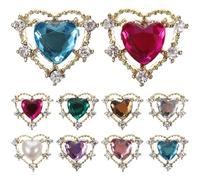 FONDOTIN 10 Piezas de Joyas de Manicura DIY Forma de Corazón Dorado, Materiales para Decoración de Uñas Acrílicos Aleación de Zinc para Uso en Uñas Naturales y Postizas en Color Aleatorio