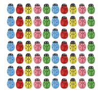 FONDOTIN 100 Piezas Pegatinas de Mariquitas de Madera Autoadhesivas Mini Adornos Creativos para Micro Paisajes Manualidades y Decoración de Jardines Surtido de Colores Resistentes y