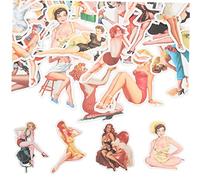 FONDOTIN 100piezas Pegatinas Autoadhesivas De Calcomanías De PVC Motivos Femeninos Decoraciones De Pared para Equipaje Adhesivos Tipo Póster Retro para Juguete