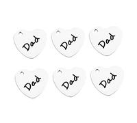 FONDOTIN 10piezas Colgantes Inoxidable Diy Accesorios De Joyería Antioxidantes Letras Dad Forma Corazón Para Decoración Hogar y Tienda
