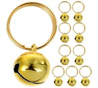 FONDOTIN 12 Campanas Metálicas Doradas para Collar de Mascotas Apertura en Forma de Ranura 16 MM Accesorios Antipérdida para Perros y Gatos Decoración Navideña y Colgantes para