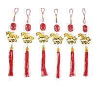 FONDOTIN 12 Piezas Colgantes de Madera Caballo Horóscopo Chino Decoración Suerte Amuletos para Año Chino Hogar Oficina Coche