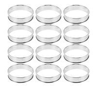 FONDOTIN 12 piezas Moldes Redondos de Acero Inoxidable para Repostería Antiadherentes Anillos para Tartas y Muffins de Aptos para Hornear Pasteles y Galletas Casa