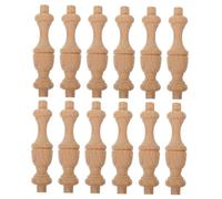 FONDOTIN 12 Piezas Pilares de Madera con Tallado Europeo Finial para Decoración del Hogar Columnas para Interiores y Exteriores para Bricolaje y Reemplazo Funcional