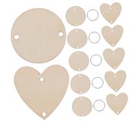 FONDOTIN 120 Piezas Discos de Madera Redondos para Calendario Colgante de Madera Discos Redondos Corazones y Anillas para Manualidades y Decoración Cumpleaños
