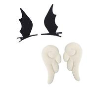 FONDOTIN 2 Horquillas para Niñas con de Ángel Clips de Pelo de Cuero con Diseño de Ángel y Demonio Negro Accesorios Adorables para Fiesta Diario y Fotografía Familiar