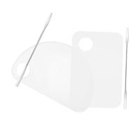 FONDOTIN 2 juegos Conjunto de Paletas de Maquillaje Transparentes de Acrílico con Espátulas Paletas para Mezclar Base Sombras y Esmalte de Uñas Accesorio Versátil para Maquillaje y Arte de