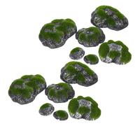 FONDOTIN 2 Juegos de Piedras Decorativas Cubiertas de Musgo Artificial Verde, Mini Decoración de Rocalla para Terrarios y Paisajismo Interior, Espuma Segura sin Alergias,