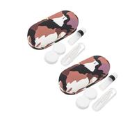 FONDOTIN 2 Juegos Dual Layer Glasses Storage Box Handcrafted Hard Shell Eyewear Organizer with Mirror Remover Tool Portable Travel Case For Men and Women