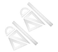 FONDOTIN 2 Juegos Reglas de Dibujo Transparente Escuadra Cartabón y Transportador Herramientas Profesionales para Estudiantes Ingenieros Set Geométrico Portátil para Dibujo Técnico