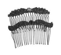 FONDOTIN 2 Peinetas De Diamantes De Imitación: Accesorios Metálicos Para Novias Y Bodas - Pinzas Para Para Mujer - Decoración De Postizo Con Diamantes De Imitación Negros