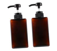 FONDOTIN 2 piezas Botellas de Viaje Recargables con Bomba Dispensador de Loción y Champú Marrón para Cosméticos Líquidos