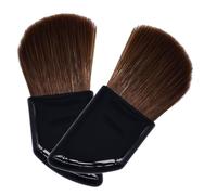 FONDOTIN 2 piezas Brochas Maquillaje Portátil con Mango Inclinado Mini Blush Nylon Suave para Mujer Viaje Fácil Aplicar Base y Colorete