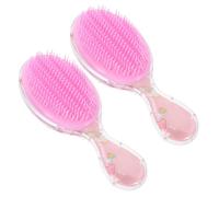 FONDOTIN 2 piezas Cepillo Desenredante Infantil Transparente Ovalado Unidades para Viaje con Diseño de Dibujos Animados Suave y Duradero para Cuidado Diario del Cabello de Niñas