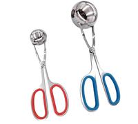 FONDOTIN 2 piezas Clip para Albóndigas de Acero Inoxidable de S Rojo Azul Diseño Práctico Tipo Tijera para Bolas de Carne Pescado Arroz y Tofu Herramienta de Cocina Conveniente para Hogar