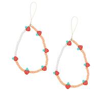 FONDOTIN 2 piezas Colgante para Móvil con Cuentas de Fresa y Perlas Cadena de Accesorio Práctico Antideslizante y Duradero para Colgar Móvil Diseño Único