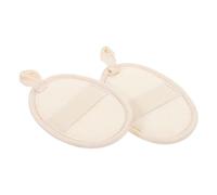 FONDOTIN 2 piezas Esponjas Exfoliantes de Lufa Natural para Ducha con Borde Beige Limpiadoras Faciales y Removedoras de Maquillaje Suaves para Piel y Exfoliación Corporal Espalda y