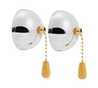 FONDOTIN 2 piezas Interruptor de Pared con Cuerda de Tracción Cromada para Lámparas y Ventiladores de Techo Accesorio Práctico y Duradero para Reemplazo Fácil