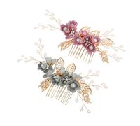 FONDOTIN 2 Piezas Peinetas para Novia con Flores y Perlas Tocado Nupcial Elegante de Accesorio Artesanal para Boda Diseño Sofisticado para Tipo de Cabello para Invitadas y Damas de Honor