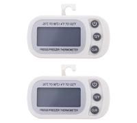 FONDOTIN 2 piezas Termómetro de Frigorífico Digital Resistente al Agua con Pantalla LCD Grande Gancho y Base para Colgar o Apoyar Incluye Unidades Portátiles para Nevera y Congelador