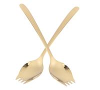 FONDOTIN 2 piezas Utensilios de Acero Inoxidable Spork de Mango para Ensaladas Pasta y Helados Resistentes y Aptos para Lavavajillas para Exteriores y Uso Diario