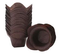 FONDOTIN 200 Capacillos de Papel para Cupcakes Tamaño Mediano en Forma de Loto Papel Pergamino Antiadherente Color Café Moldes para Magdalenas Reutilizables Accesorios para Repostería y