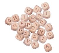 FONDOTIN 26 piezas Cuentas de Madera Naturales con Letras del Alfabeto para Hacer Pulseras y Accesorios Decorativos DIY
