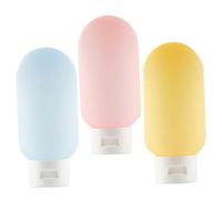 FONDOTIN 3 piezas Botellas de Viaje para Loción Set de Unidades Dispensadores de Cosméticos para Crema Champú y Acondicionador Diseño Compacto y Ligero