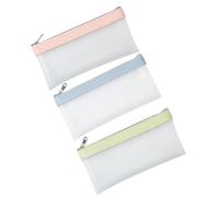FONDOTIN 3 Piezas Estuche de Lápices Transparente Bolsa de Bolígrafos de TPU Colores Surtidos Verde Menta Rosa Sakura Azul Organizador Práctico para Material de Oficina y Escolar