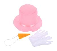 FONDOTIN 3 Piezas Kit Disfraz Muñeco para Navidad con Gorro Rosa Nariz Zanahoria y Guantes Accesorio Cosplay Invierno para Adultos para Fiestas y Halloween