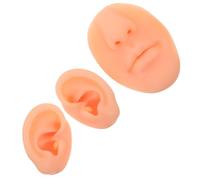 FONDOTIN 3 Piezas Modelo de Práctica de Piercing Silicona Suave Flexible y Realista con Oreja Nariz y Boca para Entrenamiento de Maquillaje y Formación Perforación
