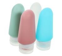FONDOTIN 4 piezas Botellas de Viaje de Silicona Reutilizables y Antifugas para Champú Loción y Gel Contenedores Flexibles para Higiene Personal y Cosméticos Kit Portátil
