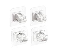 FONDOTIN 4 Piezas Clip para Barra de Cortina Telescópica Soporte Adhesivo Transparente y Fijador sin Perforación para Baño y Cocina Compatible con Superficies Lisas como Mármol y