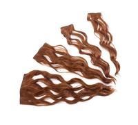FONDOTIN 4 piezas Extensiones de Pelo Clip Ondulado Sintético para Mujer Postizo Ligero con Clips Invisibles Corte y Volumen Natural para Cambio Rápido de Peinado