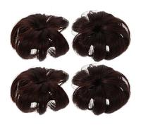 FONDOTIN 4 piezas Moños Postizos para Niñas con Clip Resistente Moño Donut de Fibra Sintética Accesorio para Peinados Rápidos y Duraderos para Bodas y Uso Diario Color Marrón Oscuro