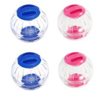 FONDOTIN 4 Piezas Pelota para Hámster Transparente Silencioso Rueda de Ejercicio para Pequeños Animales Azules Rosas Accesorio Ligero y Portátil para Jerbos Cobayas y Ratones