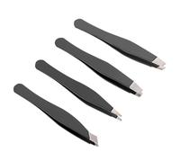 FONDOTIN 4 piezas Pinzas para Cejas Negras Ergonómicas Herramienta Práctica para Maquillaje y Recorte Diseño Equilibrado para Personal y Profesional