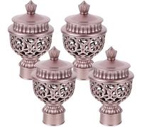 FONDOTIN 4 Piezas Remates para Varilla de Cortina Hueca Cabezas Decorativas de Barra Rosa Dorado Accesorios Elegantes para Ventanas Diseño Hueco y Acabado Fino para Decoración de Hogar