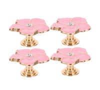 FONDOTIN 4 Pomos para Muebles Forma de Flor de Cinco Pétalos Tiradores Metálicos de Aleación Rosa para Armarios Infantiles Pomos Decorativos para Cajones de Cocina y Tocadores Diseño
